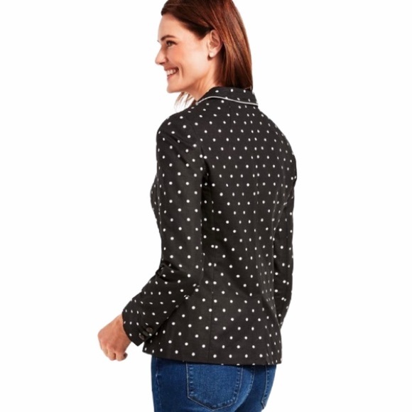 Talbots Linen Blend Polkadot Nautical Blazer Size 8 - Picture 3 of 16